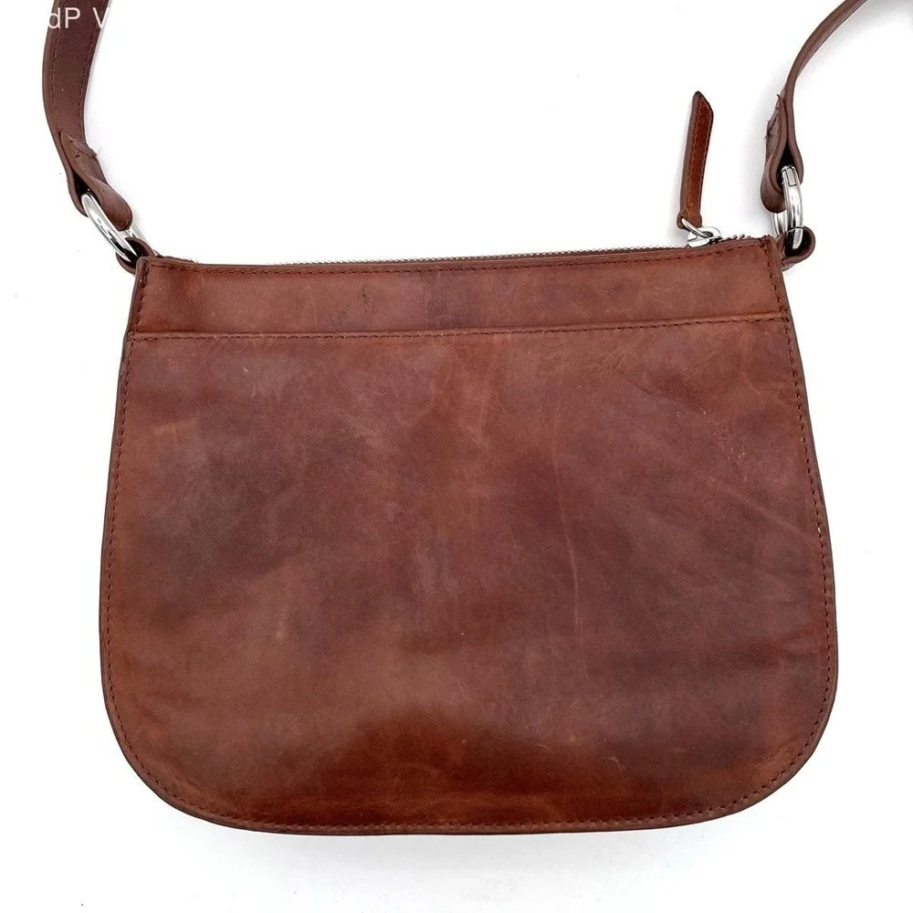 Vintage III New York Brown Leather Crossbody Bag RFID Buckle Flap Small